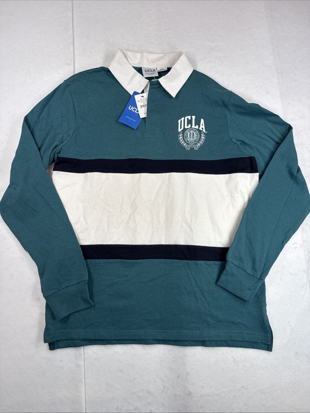 NEW UCLA Rugby Shirt Mens M Chest Stripe Polo University of California Bruins